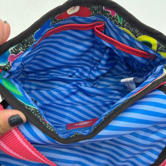 Oilily Small Shoulder Bag Crossbody Floral Print Vegan Colorful Gray Fabric - Picture 8 of 11